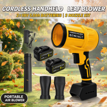 18V Cordless Handheld Air Blower with 2×5.0Ah Batteries, UK Plug Charger & 3 Nozzles, Garden Leaf Snow Dust Blower