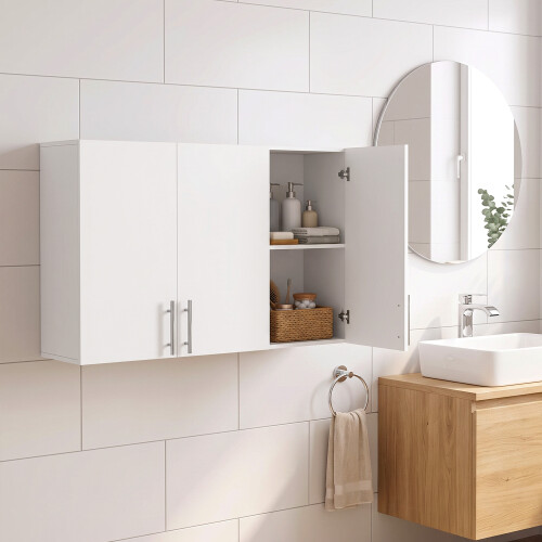 Homcom HOMCOM Bathroom Wall Cabinet, 3 Doors, Adjustable Shelf, High Gloss White 1
