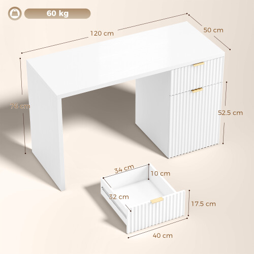 Homcom HOMCOM Computer Desk with Drawer, Reversible Office Des, White 2