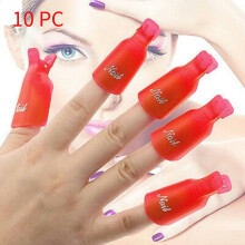 (Red10PCS)Neu 10 Stck. Kunststoff Nail Art Soak Off Kappe Clip UV Gel Politur Entferner Outil Verpackung