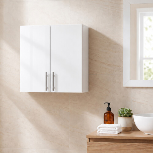 Homcom HOMCOM Bathroom Wall Cabinet, 2 Doors, Adjustable Shelf, High Gloss White 1
