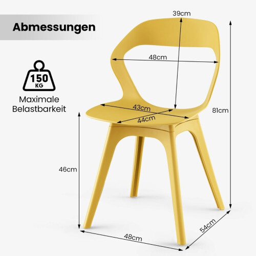 4-delige eetkamerstoelenset, modern PP, 48x54x81 cm 2