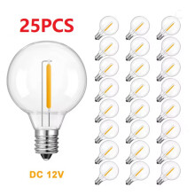 50PCS Low Voltage G40 DC12V Led Light Bulbs 1W E12 Plastic Replace Bulb for Off-Grid Solar String Light Camping RV