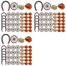 108 Stuks Western Party Decoraties Hoefijzer Bruine Cowboyhoed Wiel Hooibalen Geschikt voor Knutselen en Cowboy Gunsten