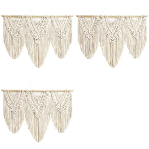 3X Tenture Murale en Macramé Tissé à la Main Boho Cotton Rope Boho  Home Decor