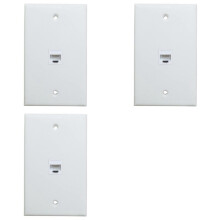 3-Pack 1-Port Ethernet Wall Plate, Jack Wall Plate with RJ45 Female to Female Inline Coupler Insert
