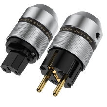 HiFi Schuko Male Plug + IEC C13 Female Connector Set Gold Plated for DIY Audiophile Power Cable EU-PLUG
