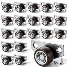 20 Set 1 Inch Low Profile Casters, Side Mount Drawer Caster Wheels Non Swivel Rigid Casters Wheels,35lbs Capacity Each