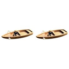 2X Barca Galleggiante In Legno Fatta A Mano, Modello da Pescatore, Barca da Pesca, Acquario, Stagno, Decorazione, Accessori per Acquario