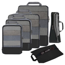 6 Stuks Compressiepakblokken, Reisaccessoires, Uitbreidbare Pakorganizers, Compressie-Opbergtassen in Rasterstijl