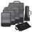 6PCS Compression Packing Cubes Travel Accessories Expandable Packing Organizers, Grid Style Compression Storage Bags 1