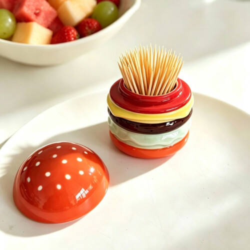 Cartoon Style Ceramic Toothpick Container Kitchen Countertop Organization Daily 2