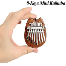 High Quality Mahogany Wood 8 Key Mini Kalimba, Portable Thumb Piano with Clear Sweet Tone, Small Kalimba with Strap Hole for Backpack and Travel