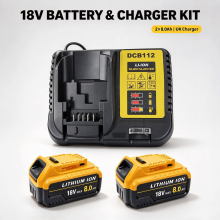 2Pcs 18V 8.0Ah Lithium Batteries + DCB112 UK Charger, Replacement Battery Pack for 18V Cordless Power Tools