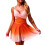 Dames Eendelig Badpak met Kleurverloop en Rokje, Monokini Bikini Model Oranje Verloop XL 1