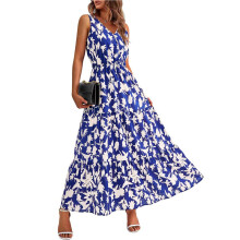 Women'S Summer Dresses Casual Sleeveless Maxi Dresses Cute Floral Long Dress Wedding Guest Dress L