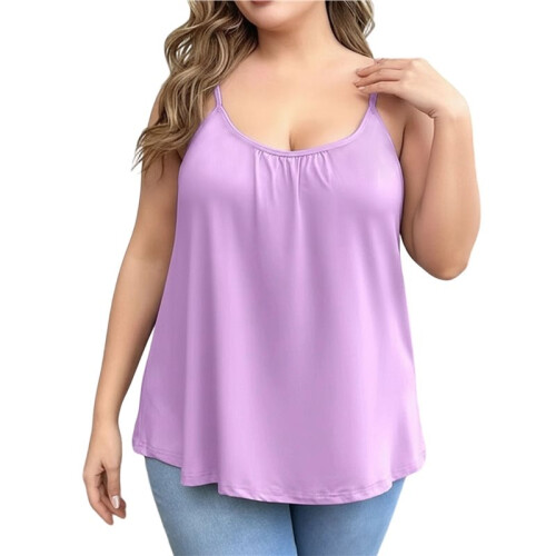 Regatas  Size Femininas com Alças Finas e Estilo Túnica Violeta XL
