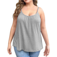 Tanktops in Übergrößen für Damen, Lockere Tunikablusen mit Spaghettiträgern Grau 4XL