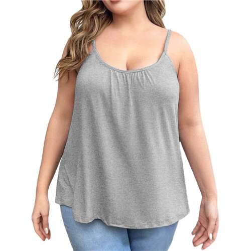 Regatas  Size Femininas com Alças Finas e Estilo Túnica Cinza 4XL