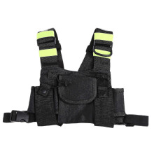 Chaleco táctico con arnés universal ajustable para radio, bolsa de pecho y funda.