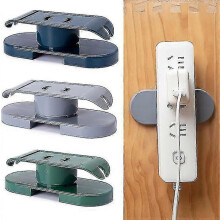 Soporte para regleta de enchufes de 3 piezas - Adhesivo para regleta de enchufes de montaje en pared, soporte para enchufes y cableado de regleta
