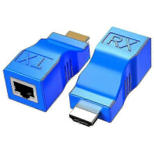 2pack Hdmi Extender,hdmi Rj45 Converter Repeater Over Cat 5e / 6 1080p Up 30m Extender For Hdxx blue