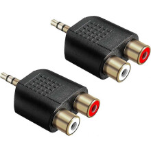 2Pcs 3.5mm RCA Splitter Adapter Gold Plated 3.5mm Male Stereo 2 RCA Female Jack Y Plug Audio