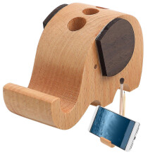 Desktop Mobile Phone Holder Pencil Holder Home School Office Pen Storage Brown 8.70X5.00X3.50cm 1Pcs