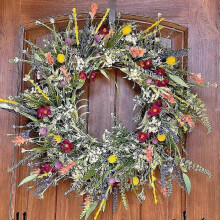 Couronne artificielle de 40 cm pour le printemps et l'été - Décoration champêtre polyvalente et durable