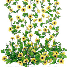 Guirlande de 8 tournesols artificiels - Décoration éclatante pour la maison et les fêtes