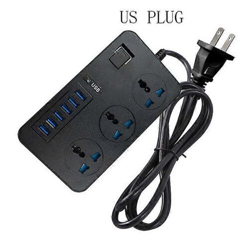 T09 3000W High Power Plug-in 3-Hole Universal Jack + 6 USB Charging US PLUG Not Specified