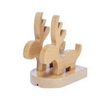Supporto per tablet in legno, supporto per telefono, 2 pezzi, beige, design alce