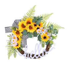 Couronne personnalisable pour fête d'anniversaire, couronne de tournesols artificielle multicolore