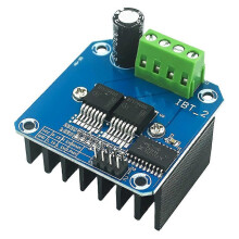 Módulo controlador de motor de alta potencia con puente H doble BTS7960 de 43 A, azul y negro.