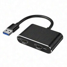 Adaptador USB 3.0 a HDMI doble, compatible con vídeo externo para Windows (negro)