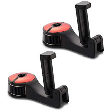 Lot de 2 crochets pour appui-tête de siège auto, support de téléphone portable, crochet de voiture, crochet caché pour siège arrière (rouge)