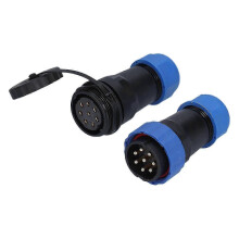 Connecteur aéronautique 8 broches mâle/femelle, étanche et résistant à l'oxydation, pour diverses applications.