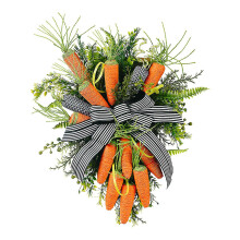 Couronne de Pâques, guirlande de carottes et d'œufs artificiels printaniers, décoration à suspendre à la porte d'entrée