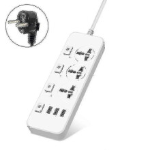 Regleta de enchufes US/EU de 5 V y 2,1 A con protección contra sobretensiones, 3 tomas de corriente y 3 puertos USB.