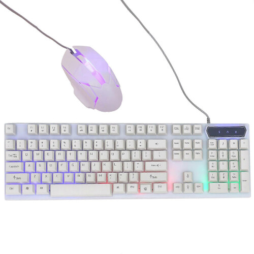 Gaming Keyboard Mouse Combo for Computer 1Set Wired White Keyboard Mouse