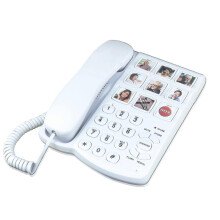Altavoz con cable de botón grande para personas mayores, teléfono fijo con imagen y un solo botón táctil para personas de la tercera edad.