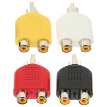4pcs RCA Splitter Male To Double Female RCA Y Adapter Dual RCA Female Adapter_Lucky_B