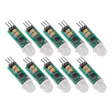 10 unidades de módulo sensor de movimiento PIR SR505 Mini, detector infrarrojo piroeléctrico (verde)
