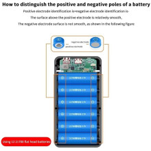 12x21700 Power Bank Battery Box Holder Dual USB Type C Charge Shell with Camping Lights for 21700 Battery Cases
