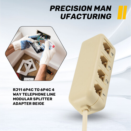 RJ11 6P4C un 6P4C 4 Modo Telefono Linea Componibile Splitter Adattatore - Beige 2