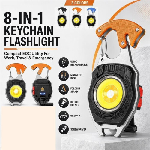 Portable Multifunctional Keychain Flashlight Rechargeable Cob Work Light , with USB Charging for Car Repair, 6PCS 1