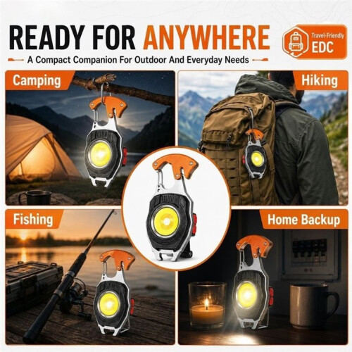 Portable Multifunctional Keychain Flashlight Rechargeable Cob Work Light , with USB Charging for Car Repair, 6PCS 2