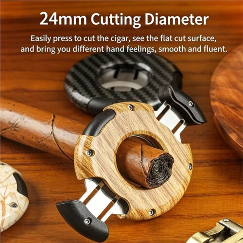 Round Cigar Cutter - Portable Cigar Accessory -  Cigar Tool - Gift for Men,Guillotine Cigar Cutter B 2