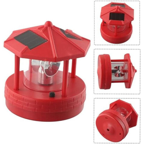 2X LED Solar Powered Lighthouse,360 Degree Rotating Lamp LED Solar Lighthouse Landscape Path Lights A 2