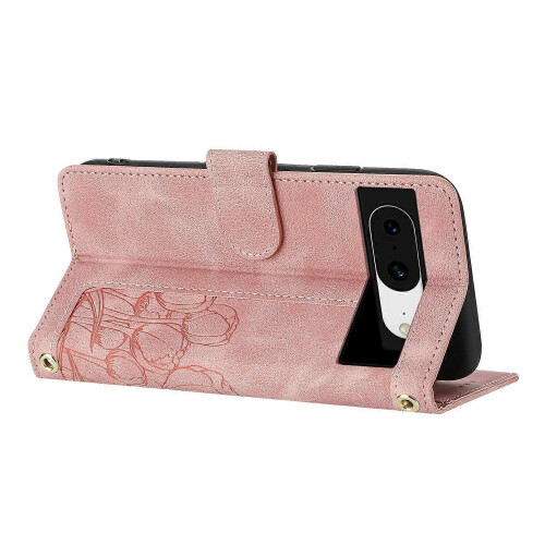 Google Pixel 8 Hülle aus Tulpenleder mit 5 Kartenfächern und Brieftasche – Rosa 1